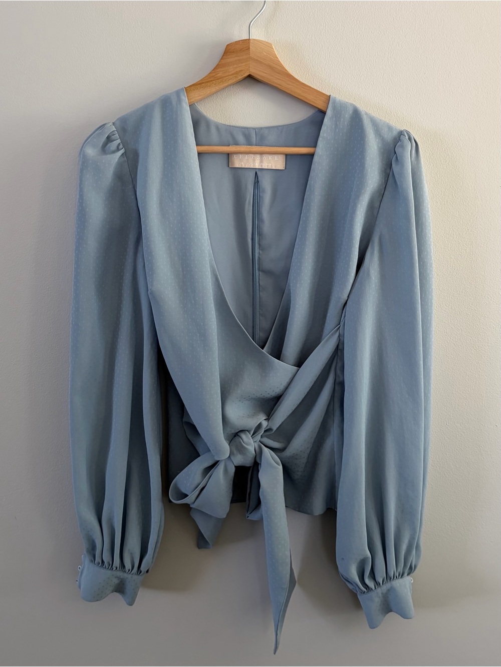KEEPSAKE the Label Pale Blue Tie-Front V-Neck Blouse